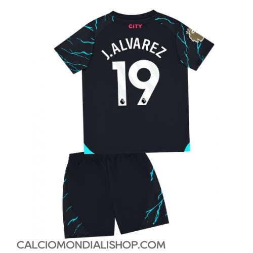 Maglie da calcio Manchester City Julian Alvarez #19 Terza Maglia Bambino 2023-24 Manica Corta (+ Pantaloni corti)